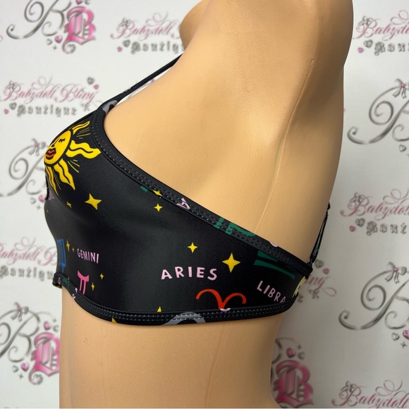 Hoaka swimwear horoscope top sun ☀️ criss cross back black multicolor 🌈 boho - Picture 4 of 10